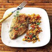 Frango com Relish de Milho e Tomate cereja