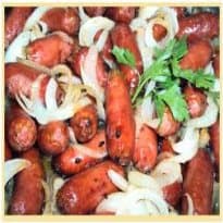 Linguiça frita com cebola