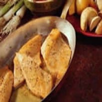 Truta poché com creme de alho-poró