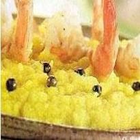 Camarão com Purê de Maçã e Cúrcuma