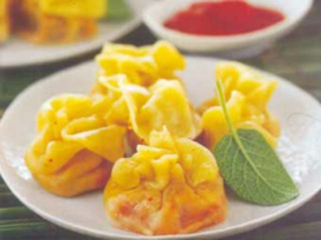 Won ton com caponata de verduras