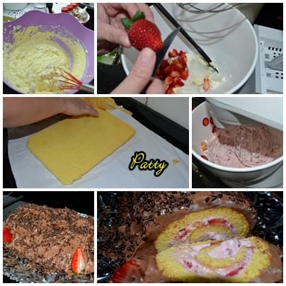 Rocambole de Creme com Morangos