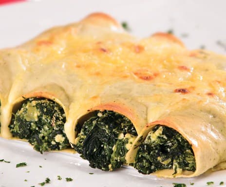 Canelone de espinafre e gorgonzola