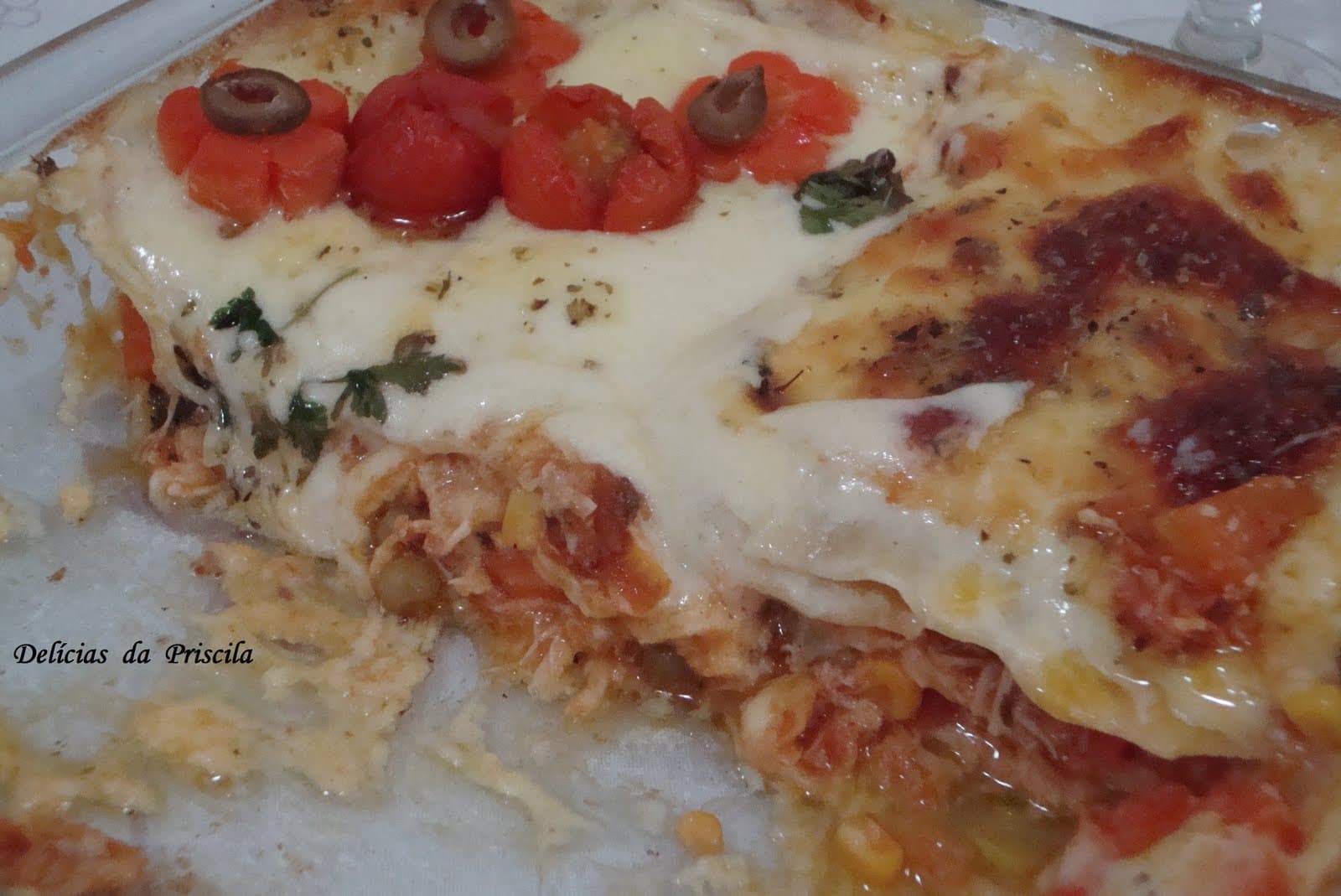 Lasanha de frango com molho rosé