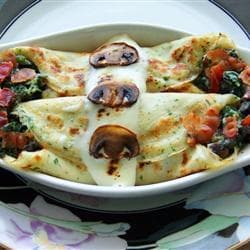 Panqueca diferente de espinafre e cogumelo