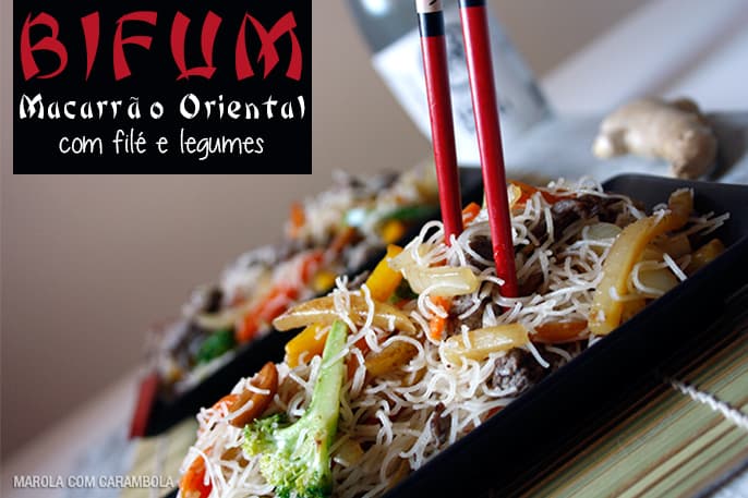 Macarrão Oriental com Filé e Legumes