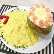 Camarão Gratinado no coco verde
