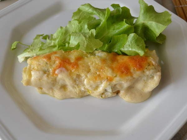 Canelone de Frango com Molho Branco