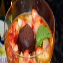 Trufas com morangos e vinagrete de limão