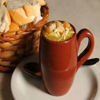 Caldinho mandioquinha com camarões