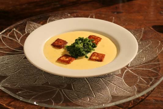 Creme de milho com queijo coalho