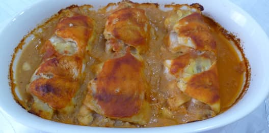 Filés de peixe com recheio de batatas