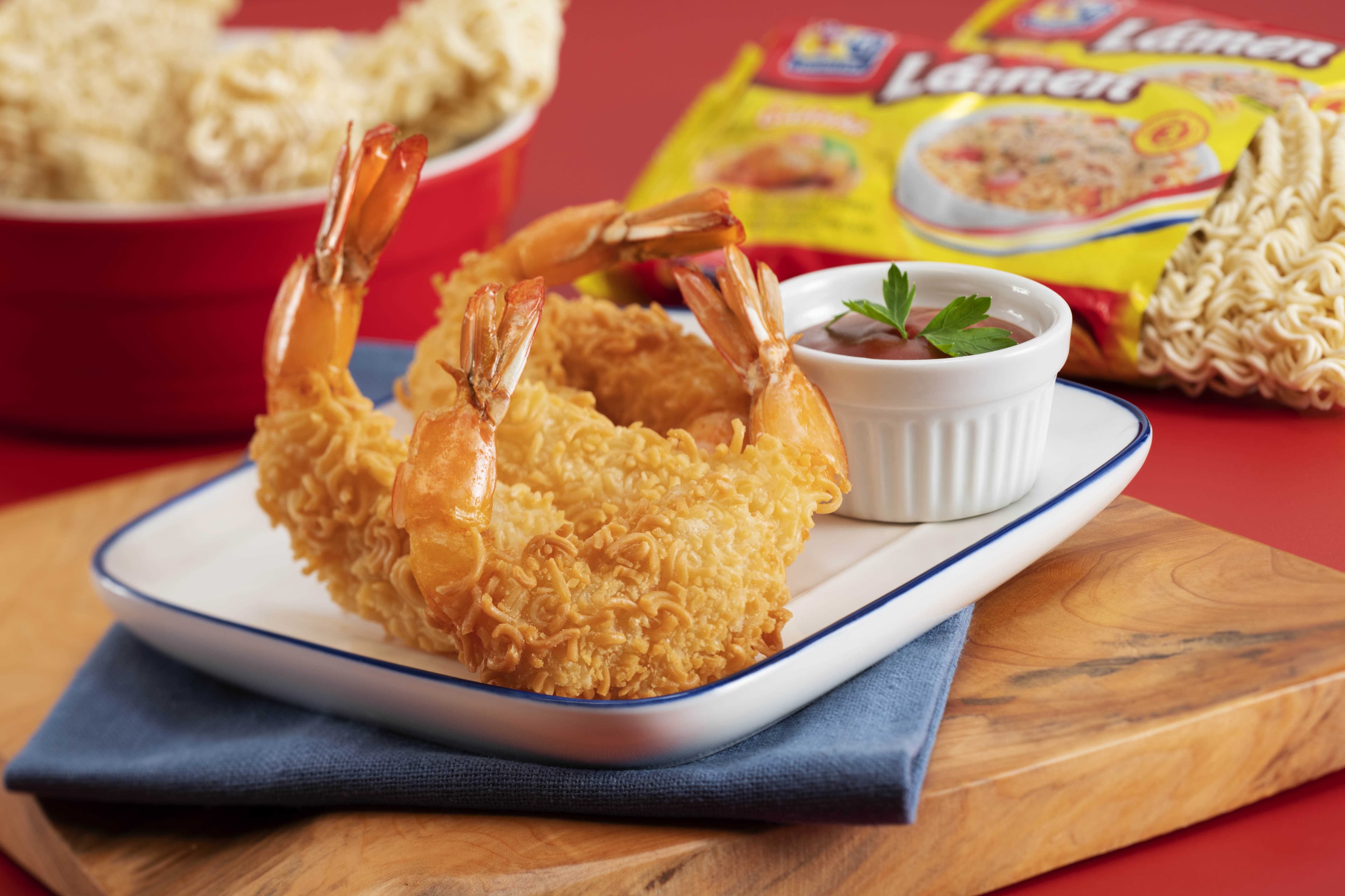 Camarões Empanados com Lámen