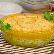 Bolo de Batata com Presunto e Creme de Cenoura