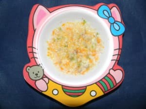 Papinha de Carne Moída, Arroz, Cenoura e Acelga