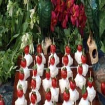 Canapés de pão de forma e mussarela de búfala