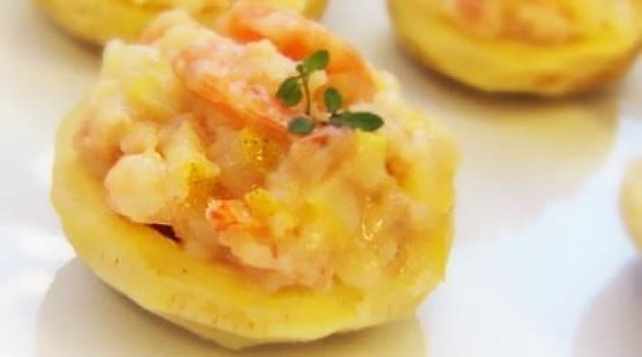 Fundo de Alcachofra com Creme de Camarão e Pera