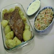 Maminha de Alcatra ao molho de Queijos e Batatas