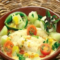 Moqueca de Bacalhau com Mamão Verde ou Chuchu