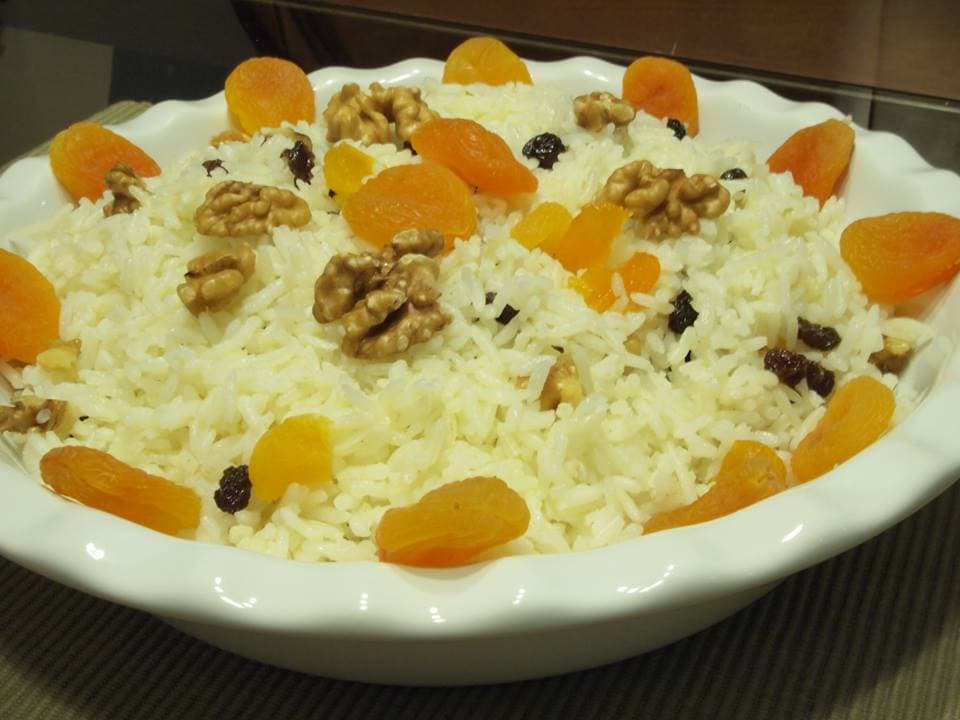 Arroz com Uva Passa, Nozes e Damasco
